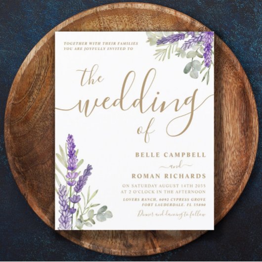 Budget Eucalyptus & Lavender Huwelijksuitnodiging