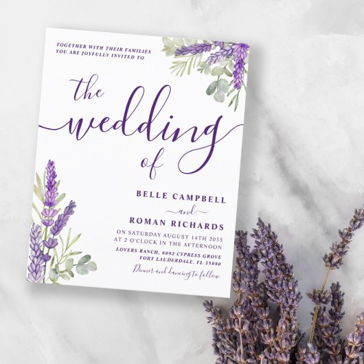 Budget Eucalyptus & Lavender Huwelijksuitnodiging
