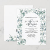 Budget Eucalyptus Leaf Greenery Wedding Uitnodigin (Voorkant / Achterkant)