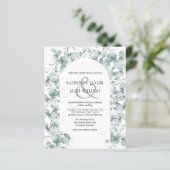 Budget Eucalyptus Leaf Greenery Wedding Uitnodigin (Staand voorkant)