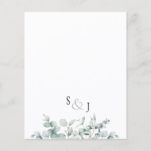 Budget Eucalyptus Leaf Greenery Wedding Uitnodigin (Achterkant)