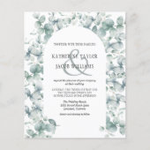 Budget Eucalyptus Leaf Greenery Wedding Uitnodigin (Voorkant)