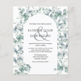 Budget Eucalyptus Leaf Greenery Wedding Uitnodigin