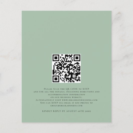 Budget Eucalyptus Leaf QR Code Weduwen Uitnodiging (Achterkant)