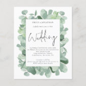 Budget Eucalyptus Leaf QR Code Weduwen Uitnodiging (Voorkant)