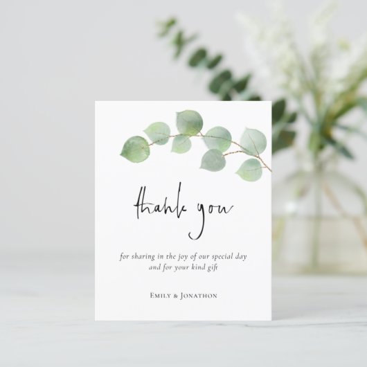 Budget Eucalyptus Leaf Script Foto Dank u (Staand voorkant)