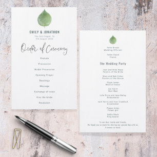 Budget Eucalyptus Leaf Script Huwelijksprogramma