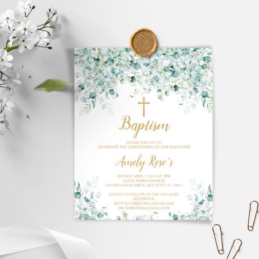 Budget Eucalyptus Leaves Baptisme Invitation
