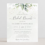 Budget Eucalyptus Leaves Bridal Brunch Invitation<br><div class="desc">Mooie bruidbruidbruinkweekuitnodiging met waterverf eucalyptus en goudbladeren.</div>