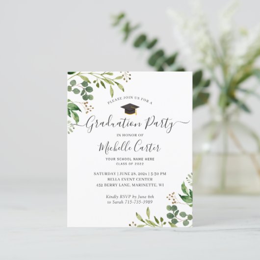 Budget Eucalyptus Leaves Graduation Party nodigt u (Staand voorkant)