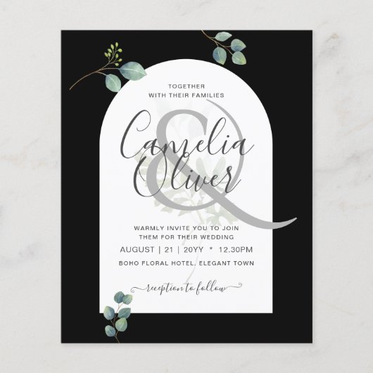 BUDGET Eucalyptus Leaves Overlay Arch Weddenschap Flyer (Voorkant)