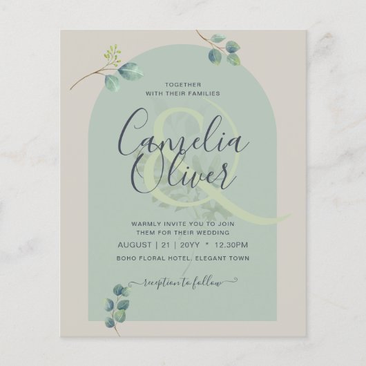 BUDGET Eucalyptus Leaves Overlay Arch Weddenschap Flyer (Voorkant)