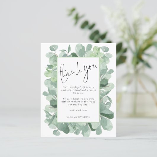 Budget Eucalyptus Lijst Foto bruiloft Dank u (Staand voorkant)