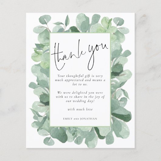 Budget Eucalyptus Lijst Foto bruiloft Dank u (Voorkant)