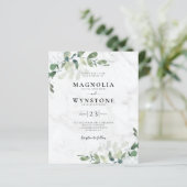 Budget Eucalyptus Marble Wedding Uitnodiging (Staand voorkant)