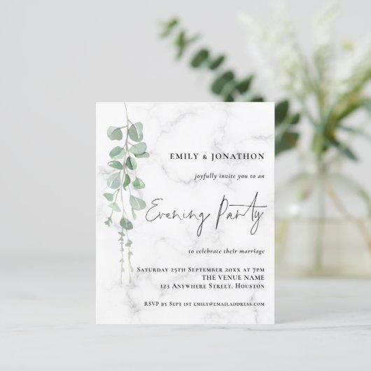 Budget Eucalyptus Marmer Wedding Evening Party (Staand voorkant)