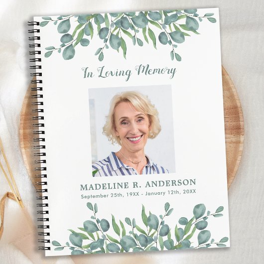 Budget Eucalyptus Memorial Funeral Guestbook Notitieboek