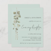 Budget Eucalyptus Mint Wedding Reception nodigt ui (Voorkant / Achterkant)