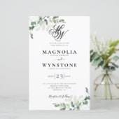 Budget Eucalyptus Monogram QR Weddenschap (Staand voorkant)