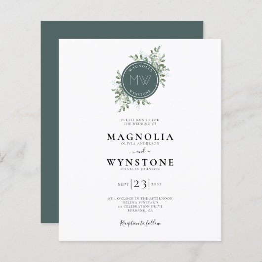 BUDGET Eucalyptus Monogram Weddenschap (Voorkant / Achterkant)