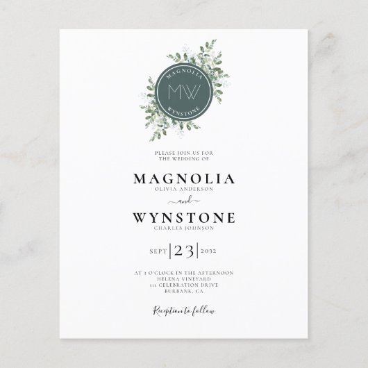 BUDGET Eucalyptus Monogram Weddenschap (Voorkant)