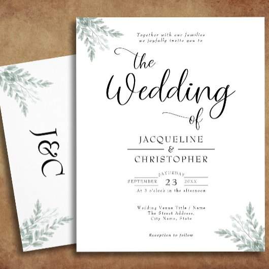 Budget Eucalyptus Monogram Weddenschap Flyer