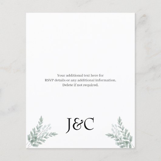 Budget Eucalyptus Monogram Weddenschap Flyer (Achterkant)