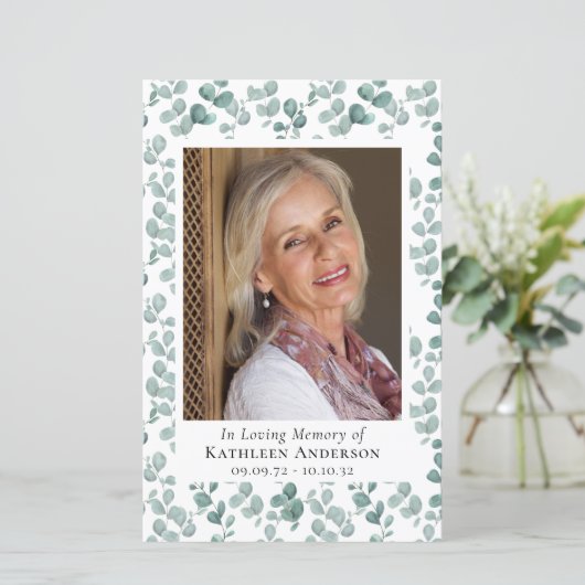 BUDGET Eucalyptus Photo Memorial Service Programme (Staand voorkant)