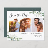 Budget Eucalyptus Photo Weddenschap Save the Date (Voorkant / Achterkant)