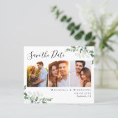 Budget Eucalyptus Photo Weddenschap Save the Date (Staand voorkant)
