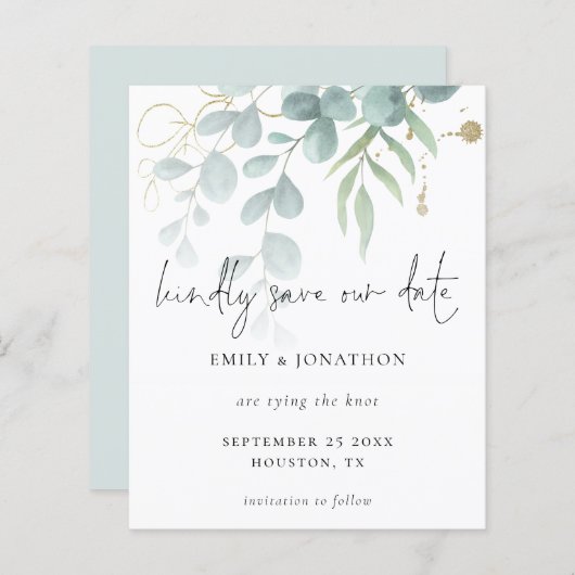 Budget Eucalyptus Powder Blue Gold sparen de datum (Voorkant / Achterkant)