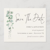 Budget Eucalyptus QR Code Cream Save the Date (Voorkant)