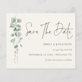 Budget Eucalyptus QR Code Cream Save the Date