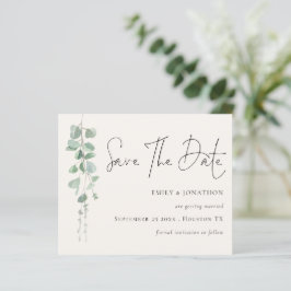 Budget Eucalyptus QR Code Cream Save the Date