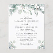 Budget Eucalyptus QR Code Foto bruiloft uitnodigin (Voorkant)