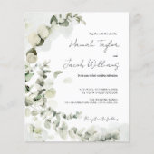 Budget Eucalyptus QR Code Foto bruiloft uitnodigin (Voorkant)