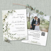 Budget Eucalyptus QR Code Foto bruiloft uitnodigin