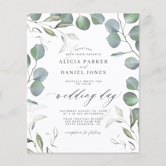 Budget eucalyptus QR CODE - fotobruiloft uitnodigi Flyer (Voorkant)