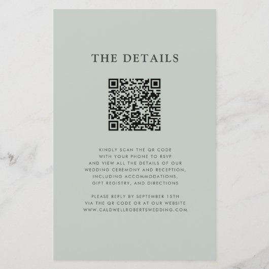 Budget Eucalyptus QR Code Monogram Bruiloft Uitnod (Achterkant)