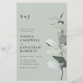 Budget Eucalyptus QR Code Monogram Bruiloft Uitnod (Voorkant)