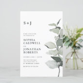 Budget Eucalyptus QR Code Monogram Bruiloft Uitnod (Staand voorkant)