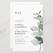 Budget Eucalyptus QR Code Monogram Bruiloft Uitnod (Voorkant / Achterkant)