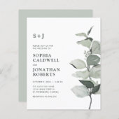 Budget Eucalyptus QR Code Monogram Bruiloft Uitnod (Voorkant / Achterkant)