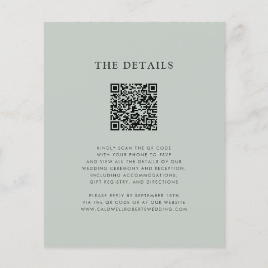 Budget Eucalyptus QR Code Monogram Bruiloft Uitnod (Achterkant)