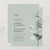 Budget Eucalyptus QR Code Monogram Bruiloft Uitnod (Voorkant / Achterkant)