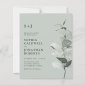 Budget Eucalyptus QR Code Monogram Bruiloft Uitnod (Voorkant)