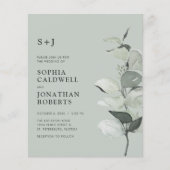 Budget Eucalyptus QR Code Monogram Bruiloft Uitnod (Voorkant)