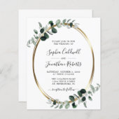 Budget Eucalyptus QR Code RSVP Weduwuitnodiging (Voorkant / Achterkant)