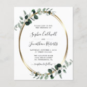 Budget Eucalyptus QR Code RSVP Weduwuitnodiging (Voorkant)