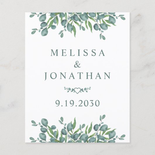 Budget Eucalyptus QR Code Weddenschap (Voorkant)